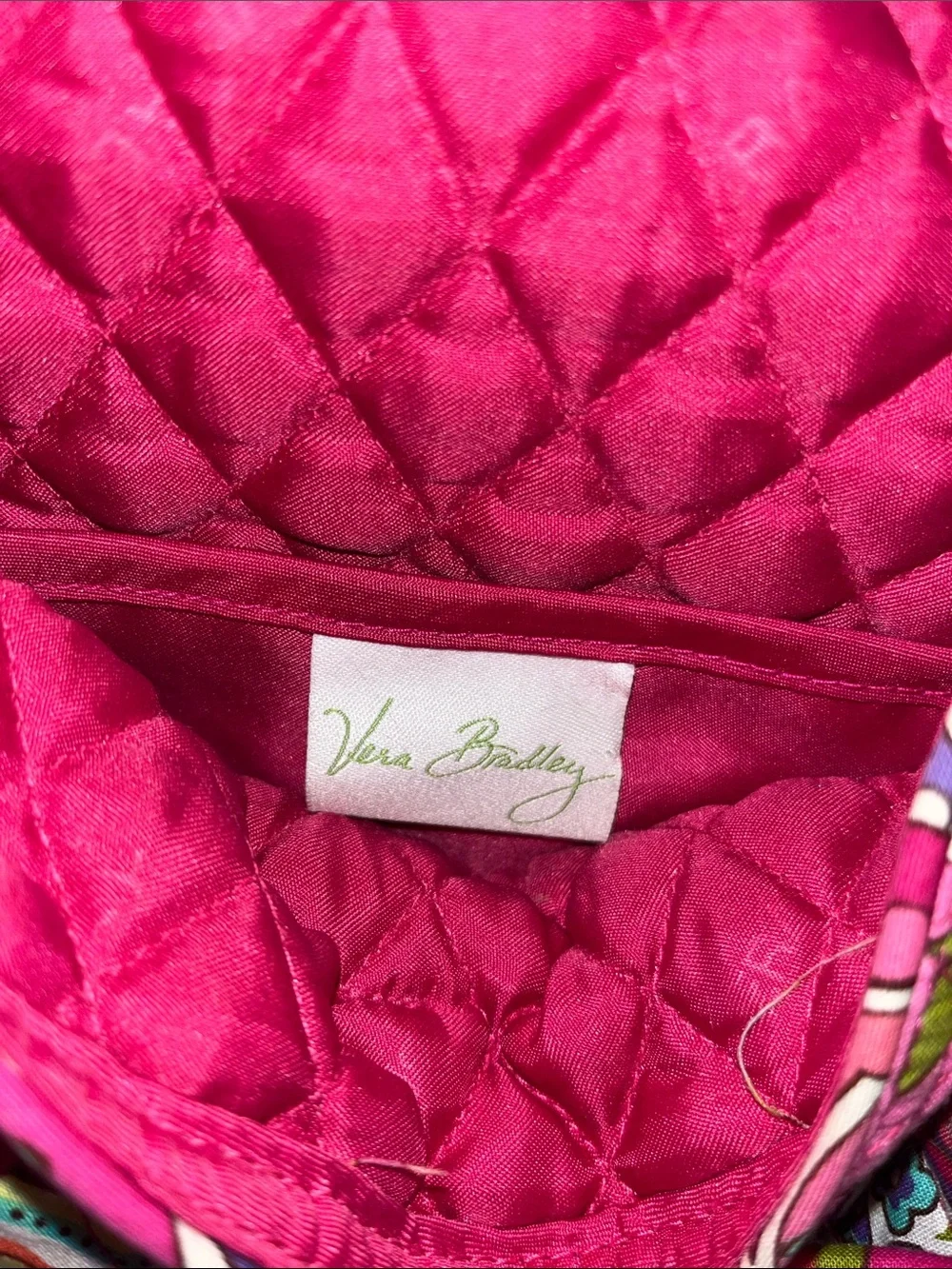 Vera Bradley Hot Pink Paisley Quilted Tote with Teal & Orange Accents - Picture 2 of 6